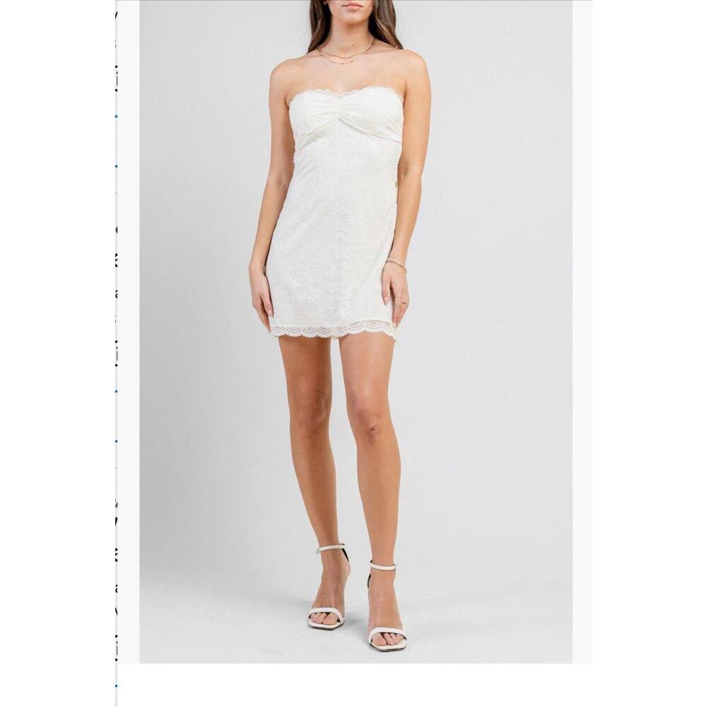 Nordstrom Beivy Strapless Tie Back Lace Minidress